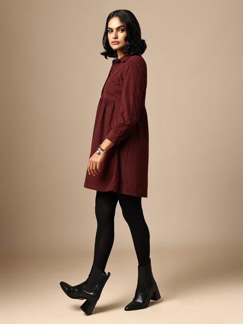 CORDUROY POP OVER SHIRT DRESS