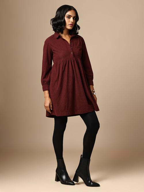 CORDUROY POP OVER SHIRT DRESS