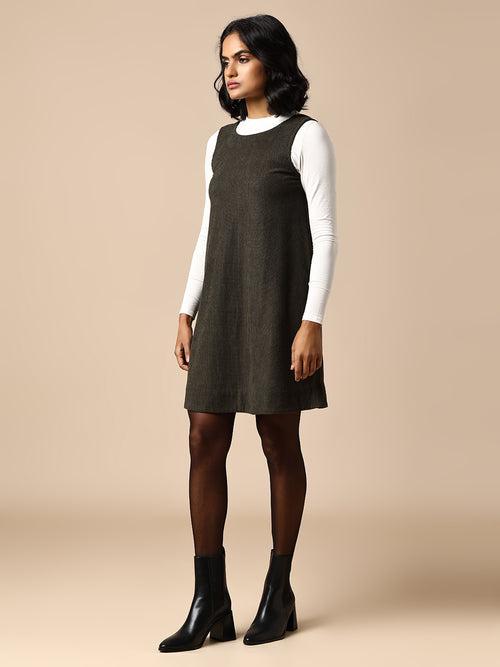 CORDUROY SWING DRESS W/ LAYERED TEE