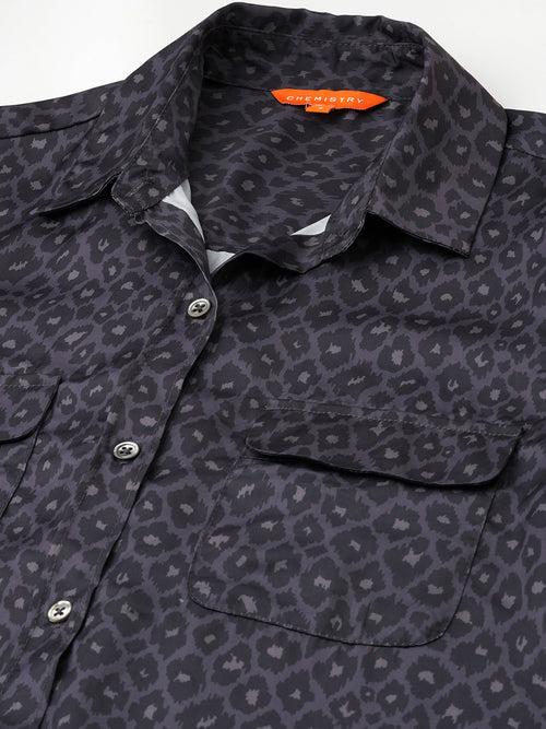 DARK LEOPARD SATIN SHIRT