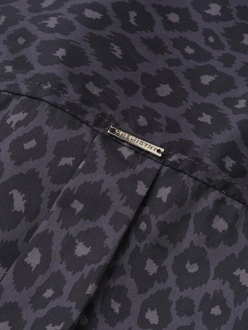 DARK LEOPARD SATIN SHIRT