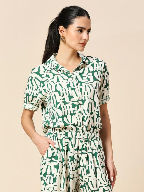 OVERBLOWN CACTUS PRINTED MODAL SHORT SLEEVE SHIRT