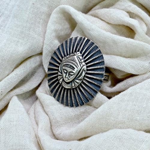 925 Silver Goddess Durga Maa Ring Adjustable