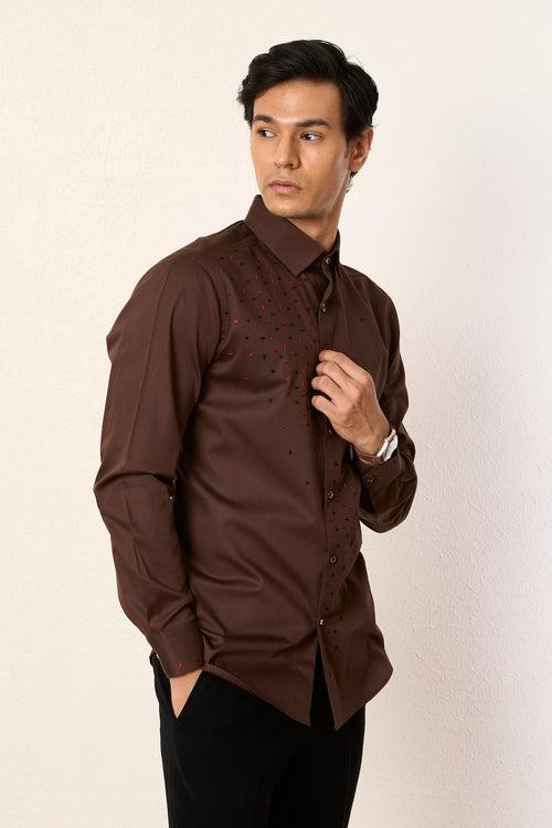 Brown Star Threadwork Shirt