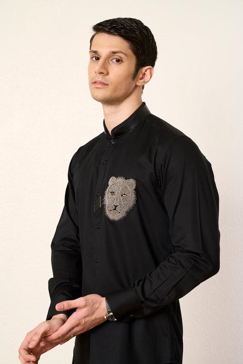 Black Lion Embroidered Shirt