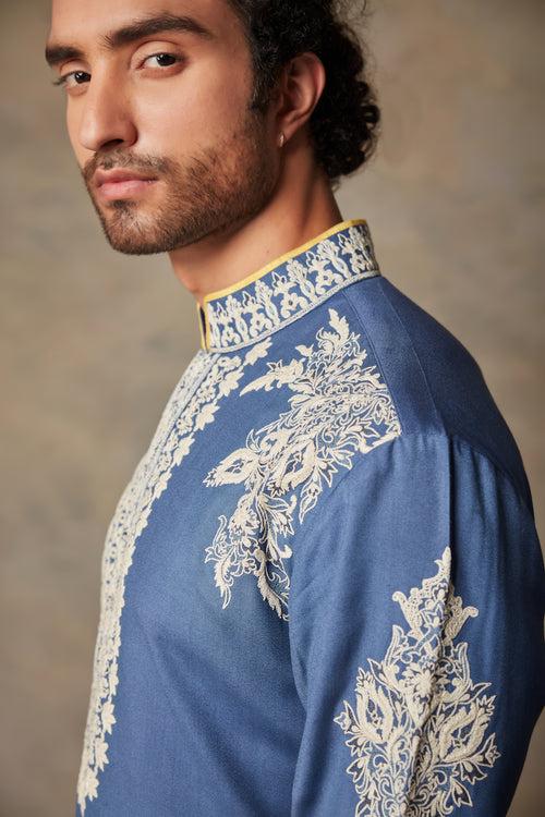 Blue Embroidered Kurta