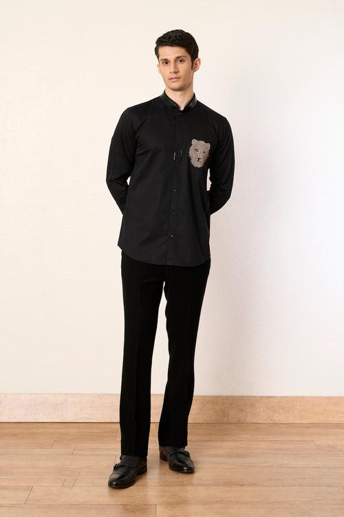 Black Lion Embroidered Shirt