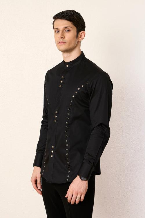 Black Bling Eyelet Shirt