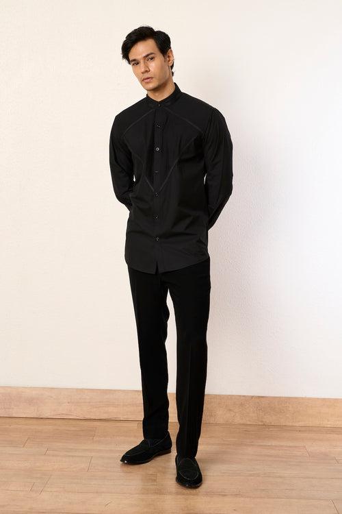 Black Pleat Please Shirt