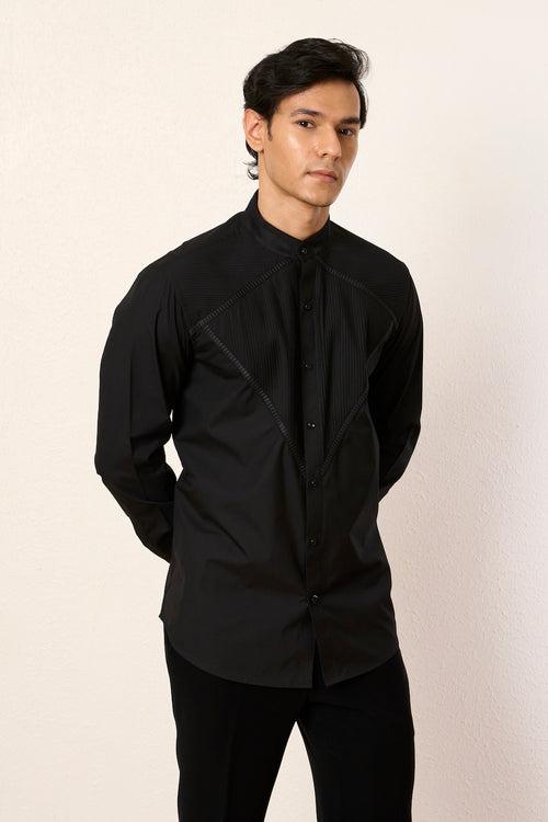 Black Pleat Please Shirt