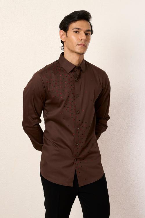 Brown Star Threadwork Shirt