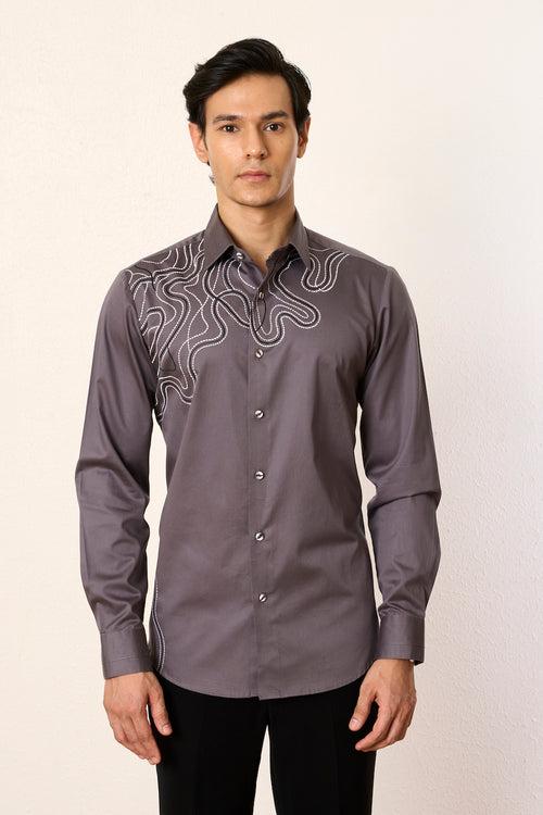 Grey Ripple Threadwork Shirt