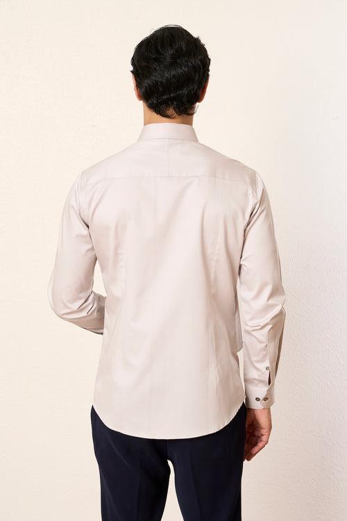 Grey Panelled Eyelet Shirt