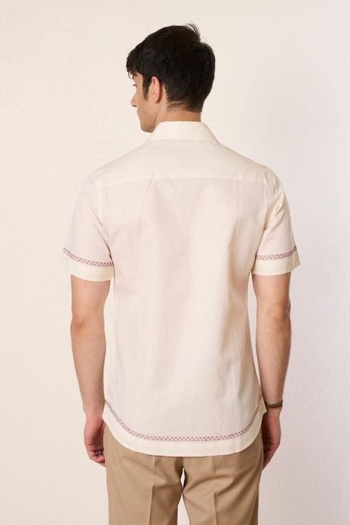 Ivory Cherry Camp Shirt