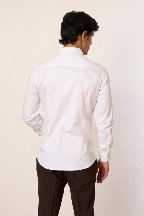 White Panelled Band Shirt