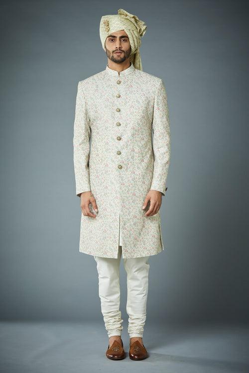 FLORAL EMBROIDERED SHERWANI SET