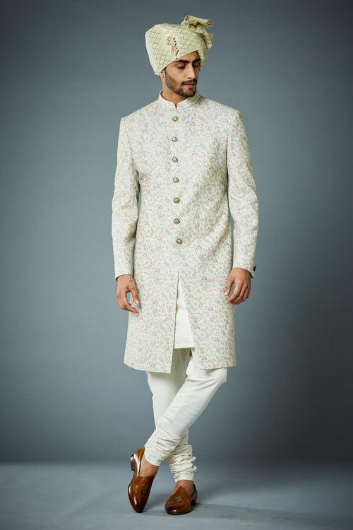 FLORAL EMBROIDERED SHERWANI SET