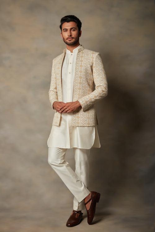 BEIGE EMBROIDERED JODHPURI SET