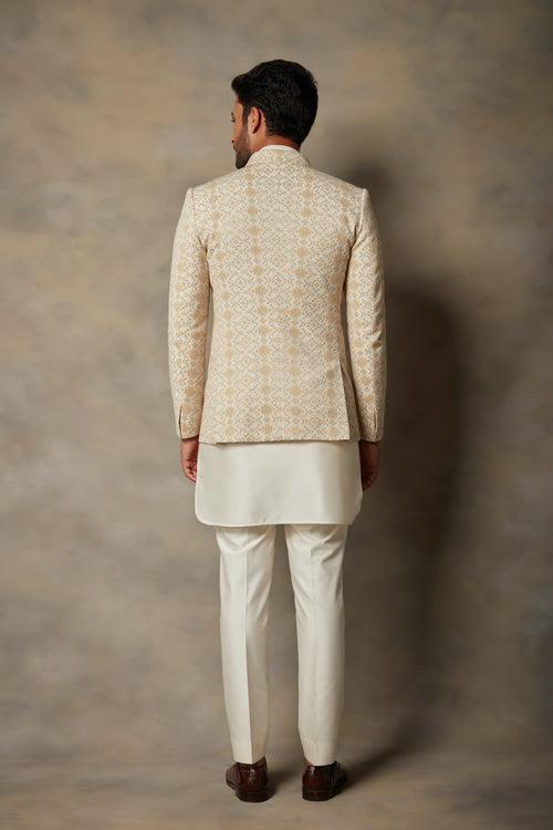 BEIGE EMBROIDERED JODHPURI SET