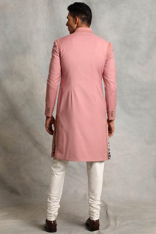 SOLID PINK SHERWANI SET