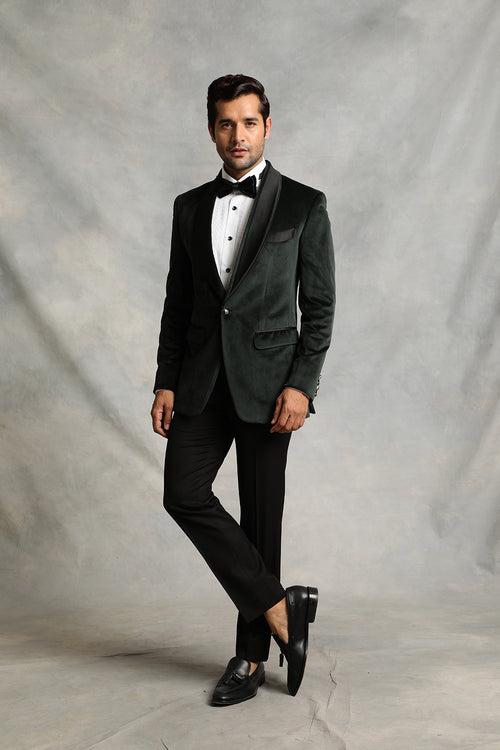 GREEN VELVET TUXEDO SET