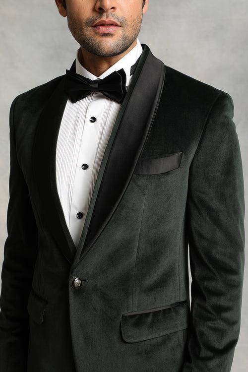 GREEN VELVET TUXEDO SET