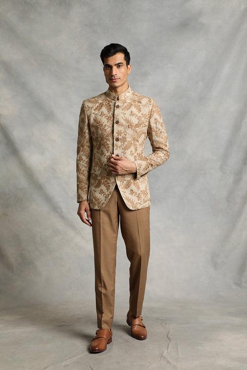 BEIGE EMBROIDERED JODHPURI SET