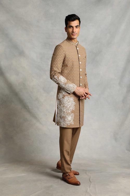 BEIGE EMBROIDERED INDO SET