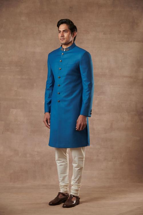 CLASSIC BLUE SHERWANI SET