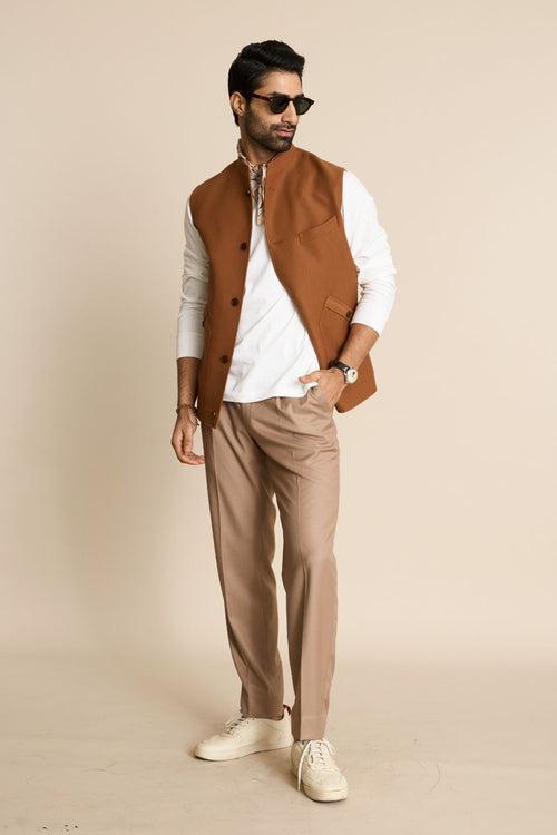 TAN KNIT DOWN VEST