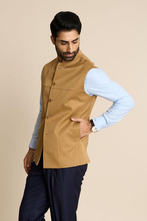 BEIGE COTTON ESSENTIAL DOWN VEST