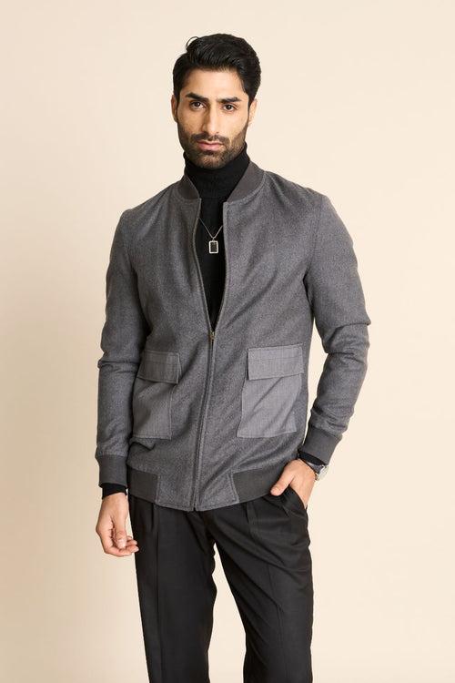 GREY FLANNEL BOMBER JACKET