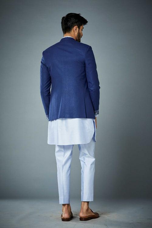 INDIGO ANGULAR EMBROIDERED JODHPURI SET