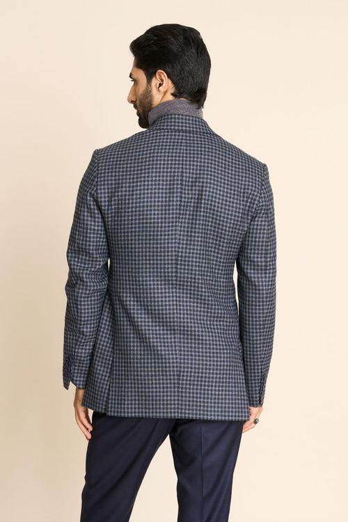 BLUE GINGHAM FLANNEL BLAZER