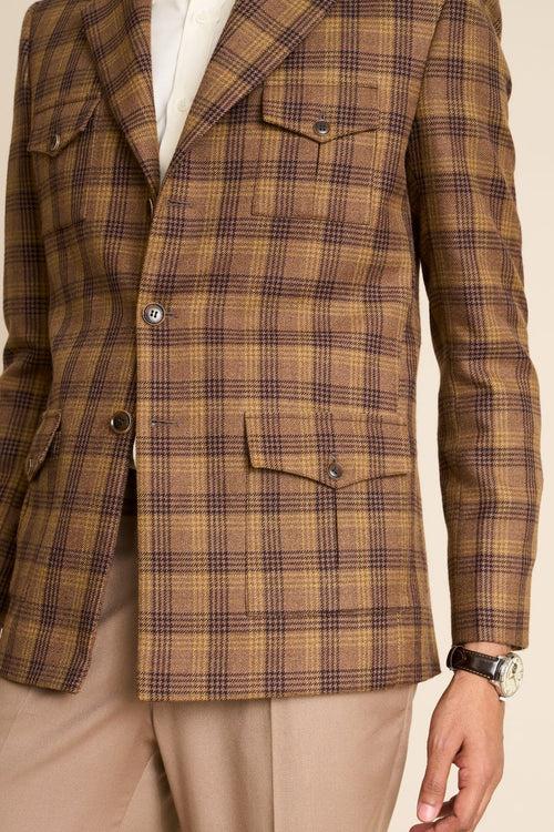 BROWN CHECK WOOL BLAZER