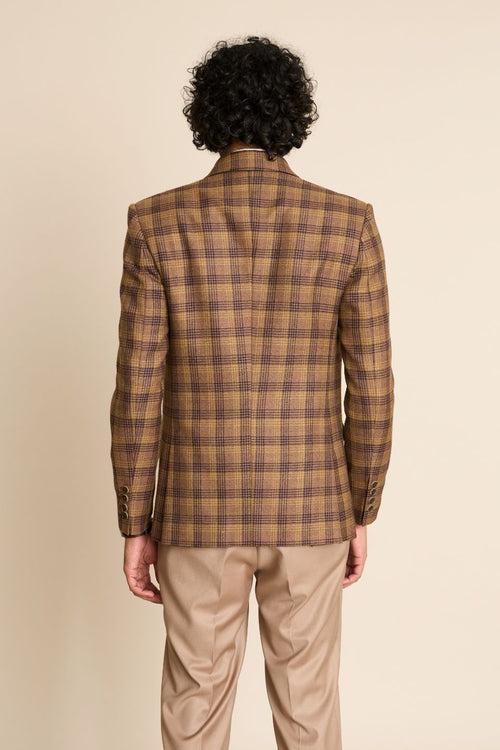 BROWN CHECK WOOL BLAZER