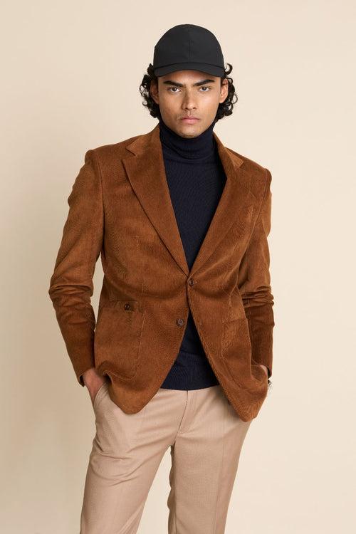 BROWN COTTON CORDUROY BLAZER