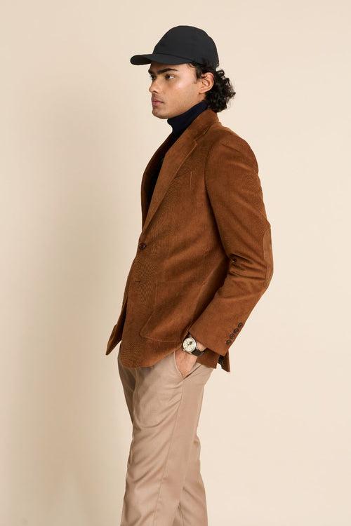 BROWN COTTON CORDUROY BLAZER