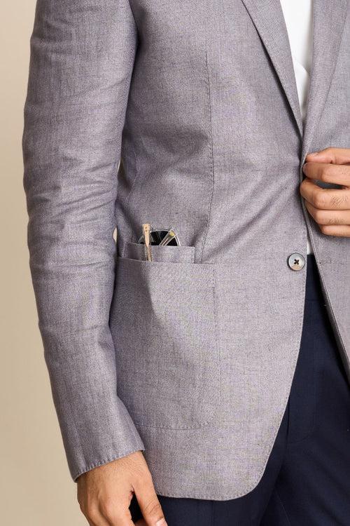 GREY LINEN 2 BUTTON BLAZER