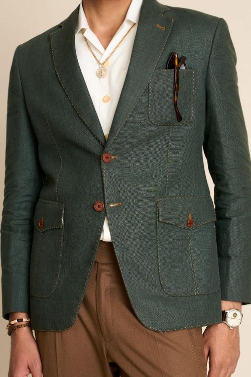 GREEN LINEN SARTORIAL BLAZER