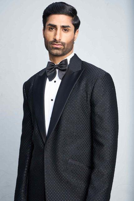 BLACK FLASH TEXTURED TUXEDO SET