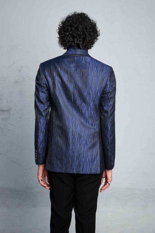 BLUE SCALE JACQUARD TUXEDO SET