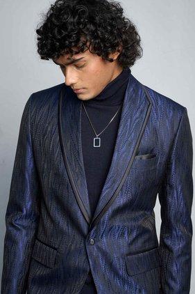 BLUE SCALE JACQUARD TUXEDO SET