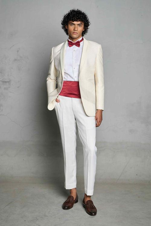 IVORY TUCKED TUXEDO SET