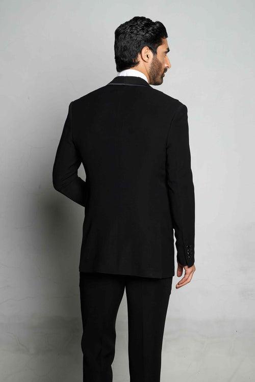 BLACK METALLIC INSERT TUXEDO SET