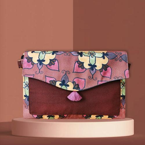 Athangudi Brown Floral Sling Bag