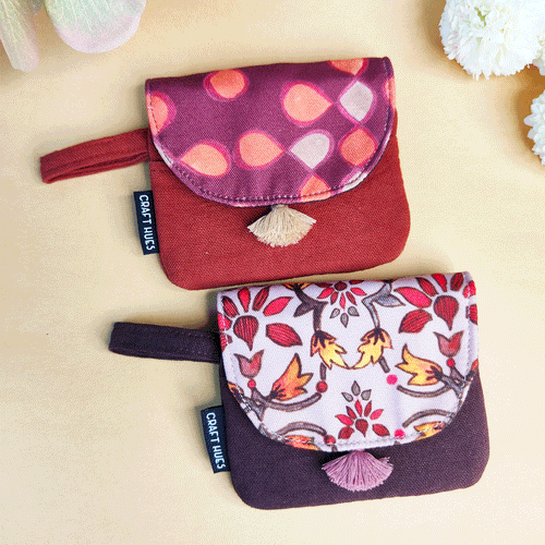 Mini Wallet Combo-Maroon-Orange