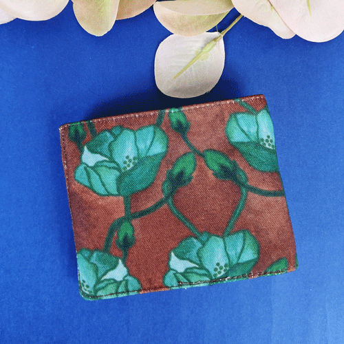 Mini Flap Wallet- Green Flower