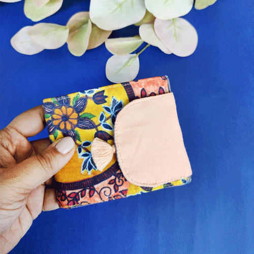 Mini Flap Wallet- Peach Garden