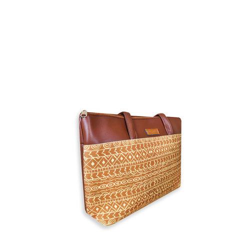 Mustard Warli Border Tote Bag